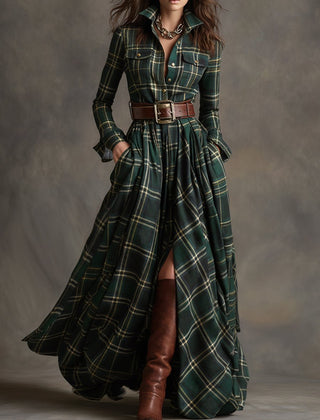 Giulia | Vestido Largo de Cuadros Étnico Retro - Isabel de Sevilla