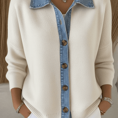 Valeria | Cárdigan Punto Detalle Denim - Isabel de Sevilla