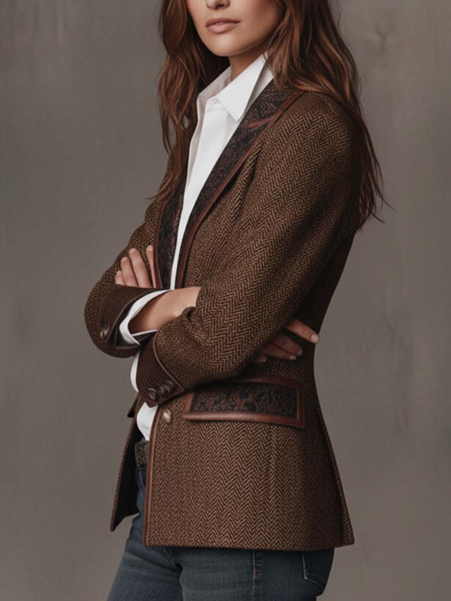 Hollis | Blazer de Espiga con Panel de Contraste