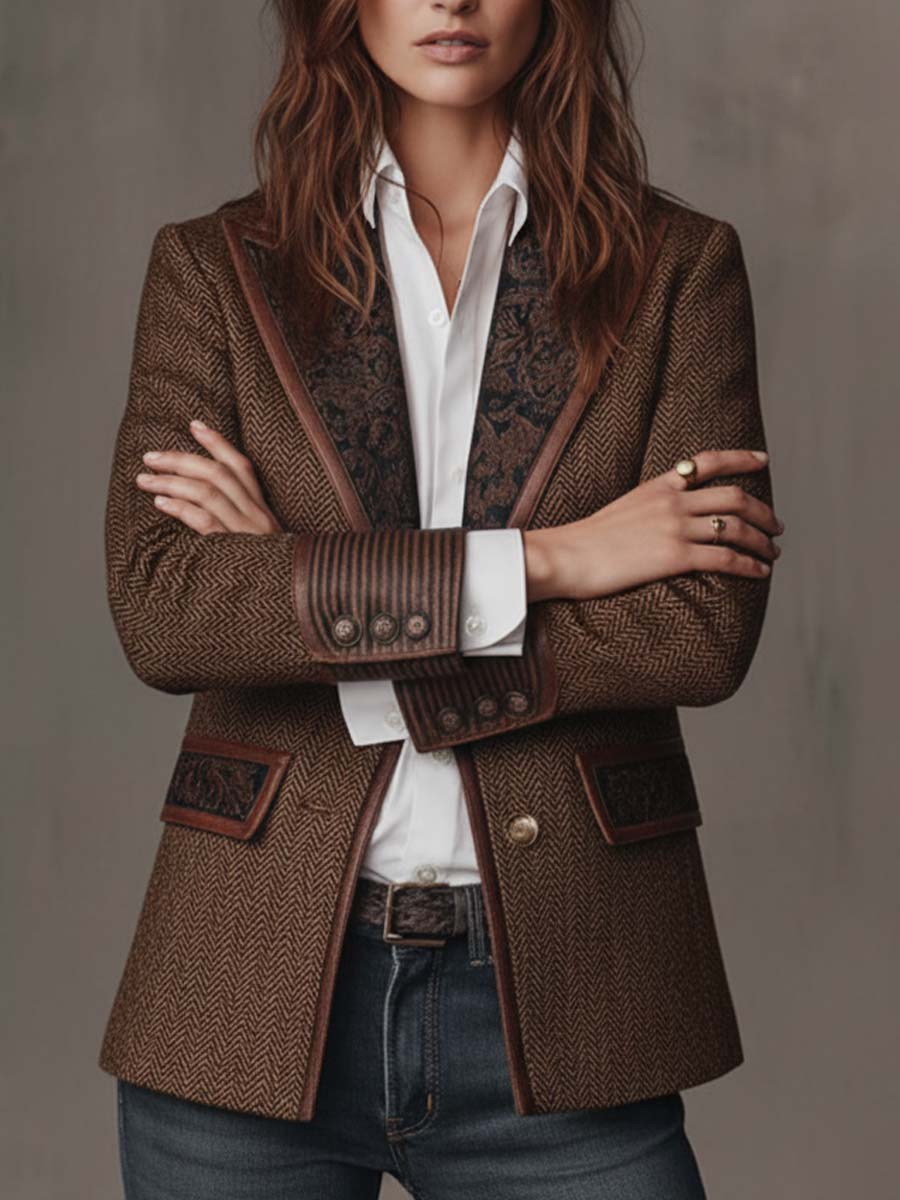 Hollis | Blazer de Espiga con Panel de Contraste