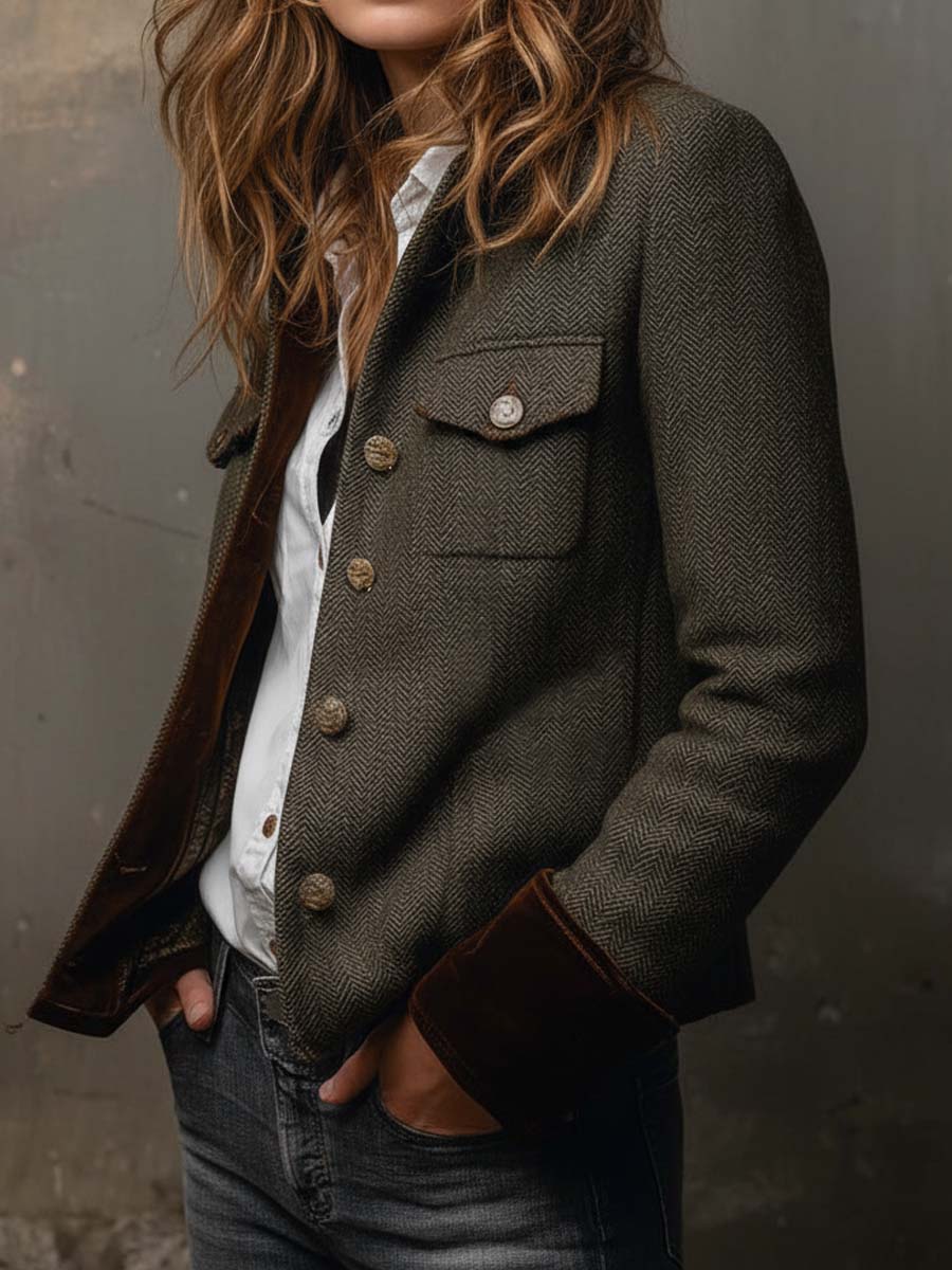 Rachel | Chaqueta de Espiga Estilo Clásico