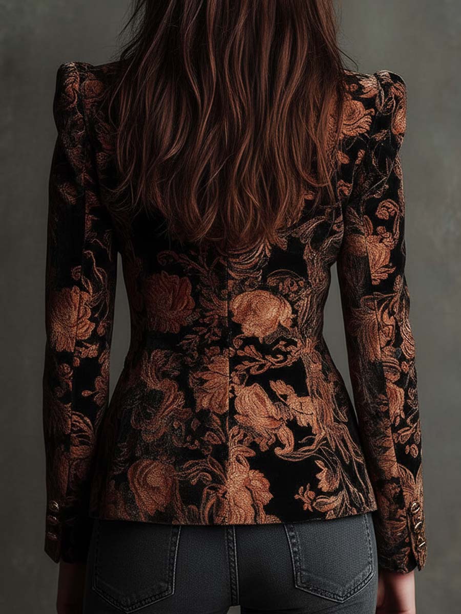 Yvette | Blazer Ajustado con Estampado Floral