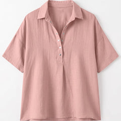 Gabriela | Blusa Lisa de Lino y Manga Corta - Isabel de Sevilla