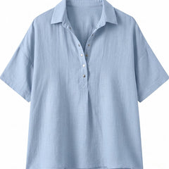 Gabriela | Blusa Lisa de Lino y Manga Corta - Isabel de Sevilla