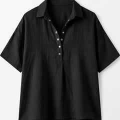 Gabriela | Blusa Lisa de Lino y Manga Corta - Isabel de Sevilla