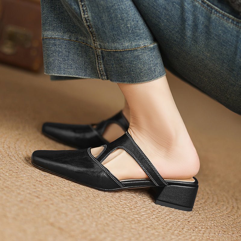 Wynne | Mules Elegantes con Tacón Bloque - Isabel de Sevilla