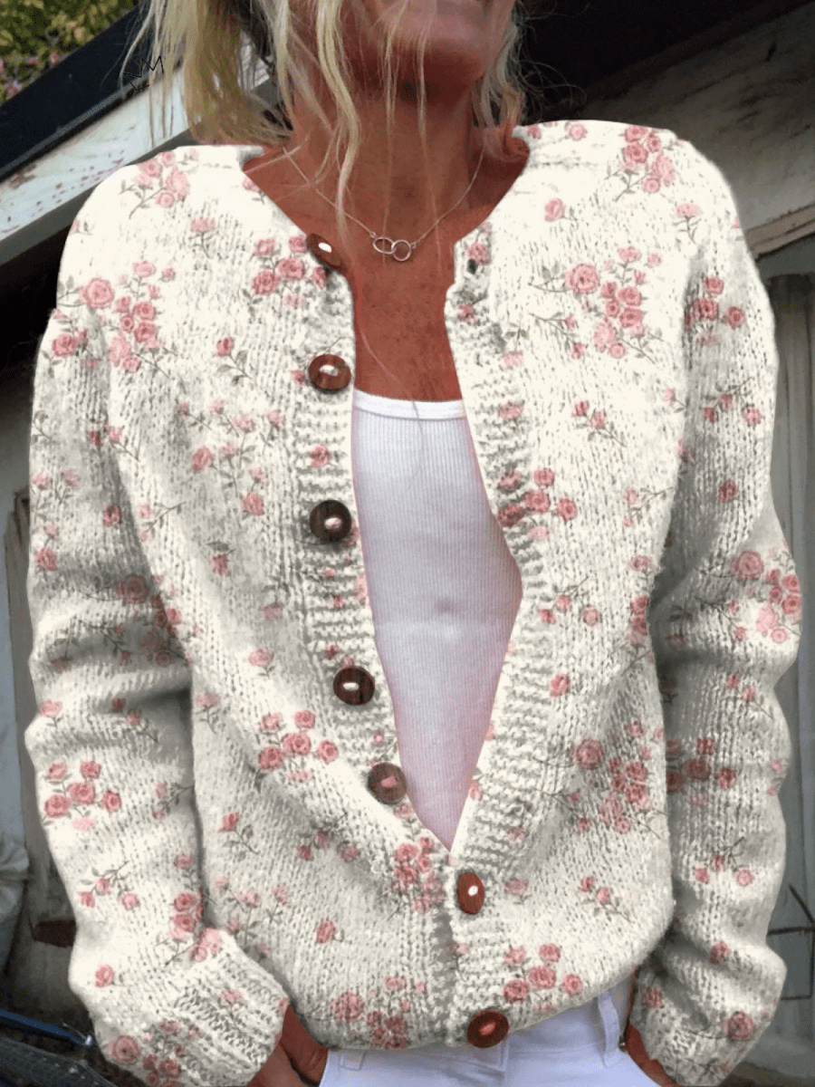 Adriana | Cárdigan de Punto Vintage con Flores - Isabel de Sevilla