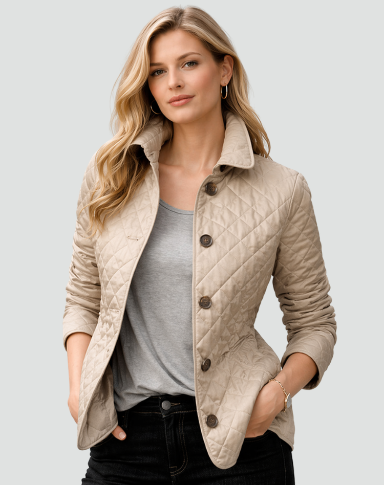 Presentación | Chaqueta Acolchada de Entretiempo con Cuello y Botones