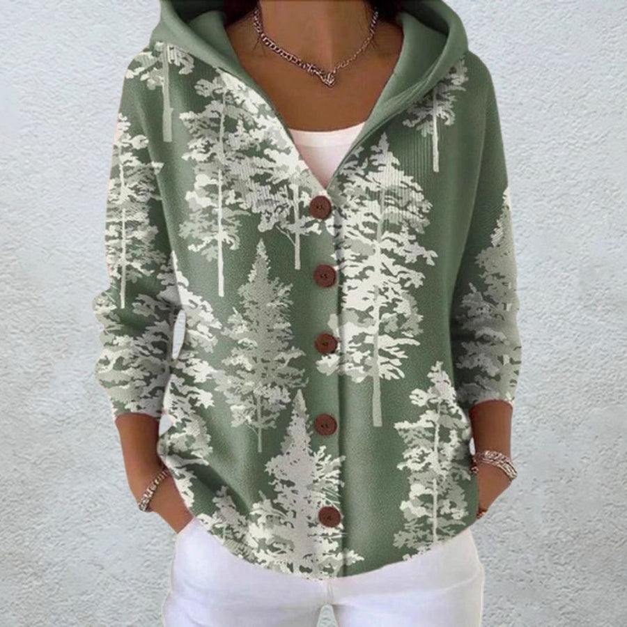 Silvia | Cárdigan con Capucha y Estampado de Bosque - Isabel de Sevilla