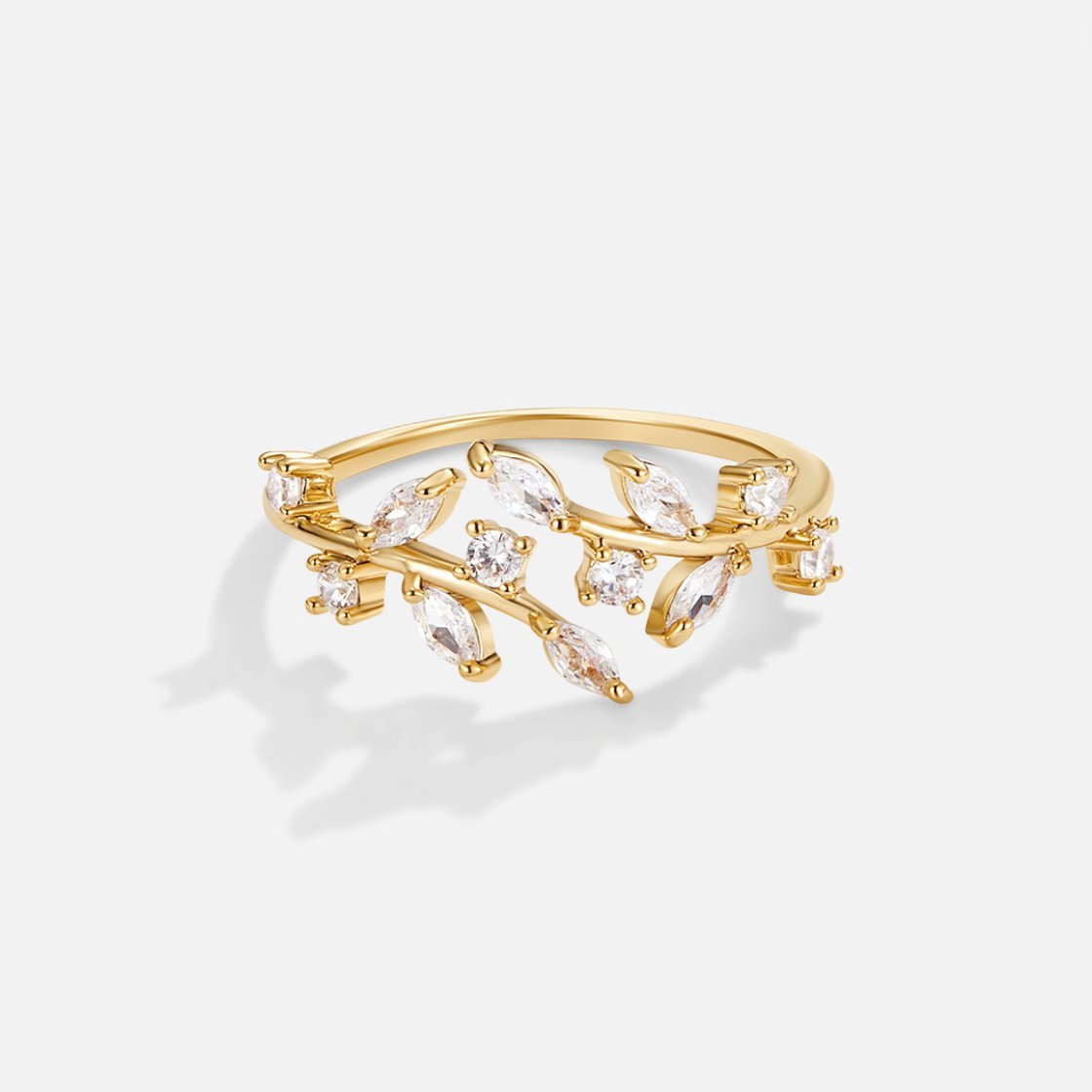 Anillo Ajustable 18K Gold Crystal Vine - Isabel de Sevilla
