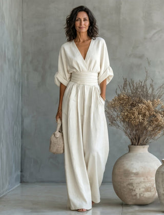 Daniela - Mono elegante de escote en V y pierna ancha - Isabel de Sevilla