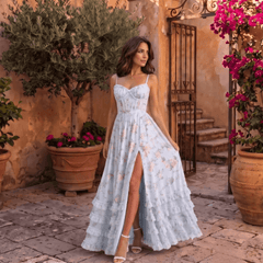 Valentina | Vestido Maxi de Gasa con Corsé Floral - Isabel de Sevilla