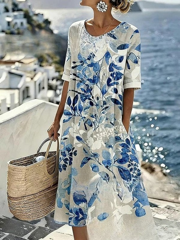 Elena | Vestido midi floral suelto y ligero