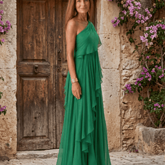 Lucía | Vestido Maxi de Gasa de Un Hombro - Isabel de Sevilla