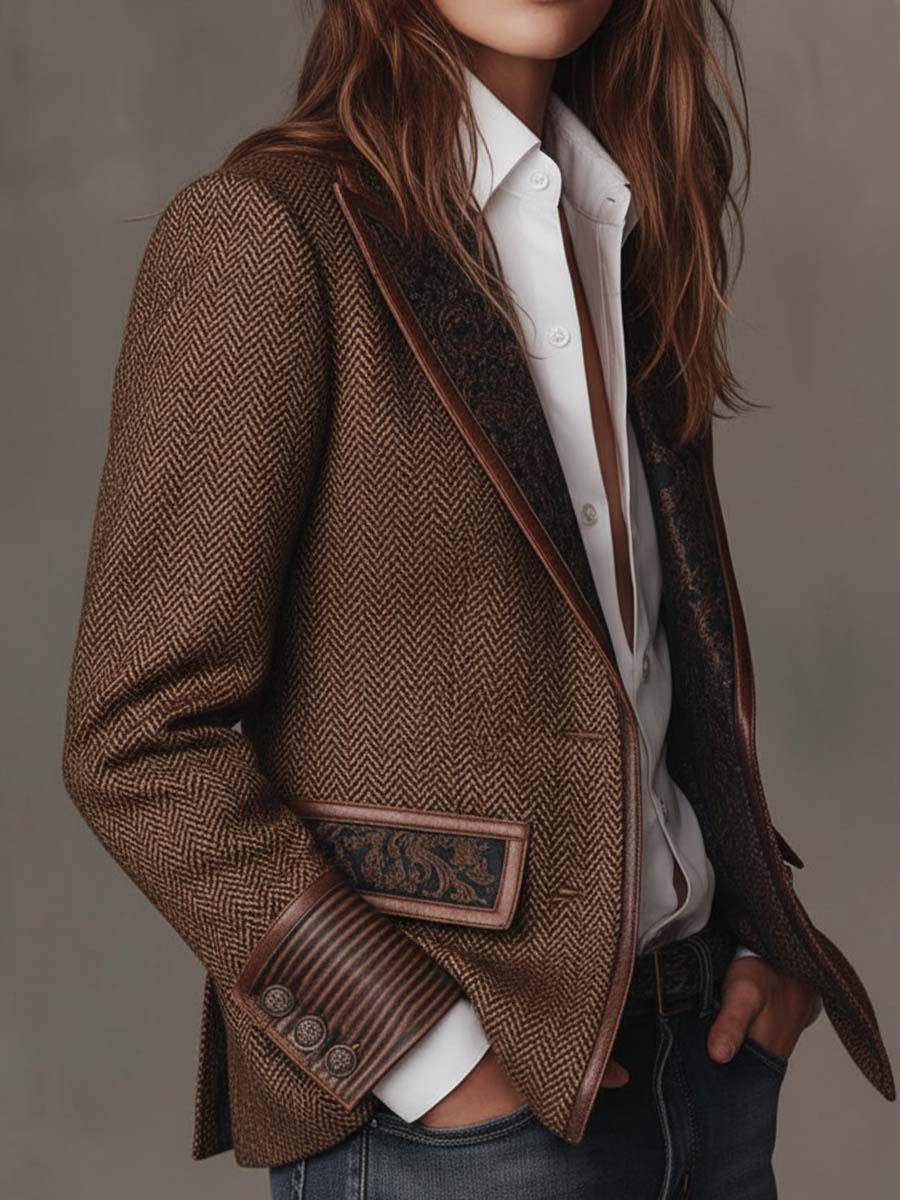 Hollis | Blazer de Espiga con Panel de Contraste