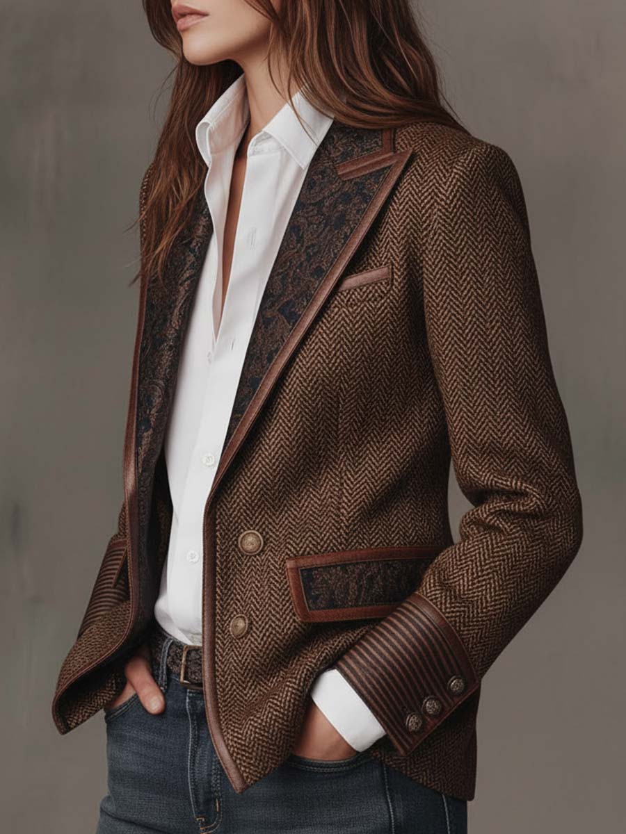 Hollis | Blazer de Espiga con Panel de Contraste