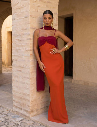 Carla | Vestido Maxi Largo con Fular - Isabel de Sevilla