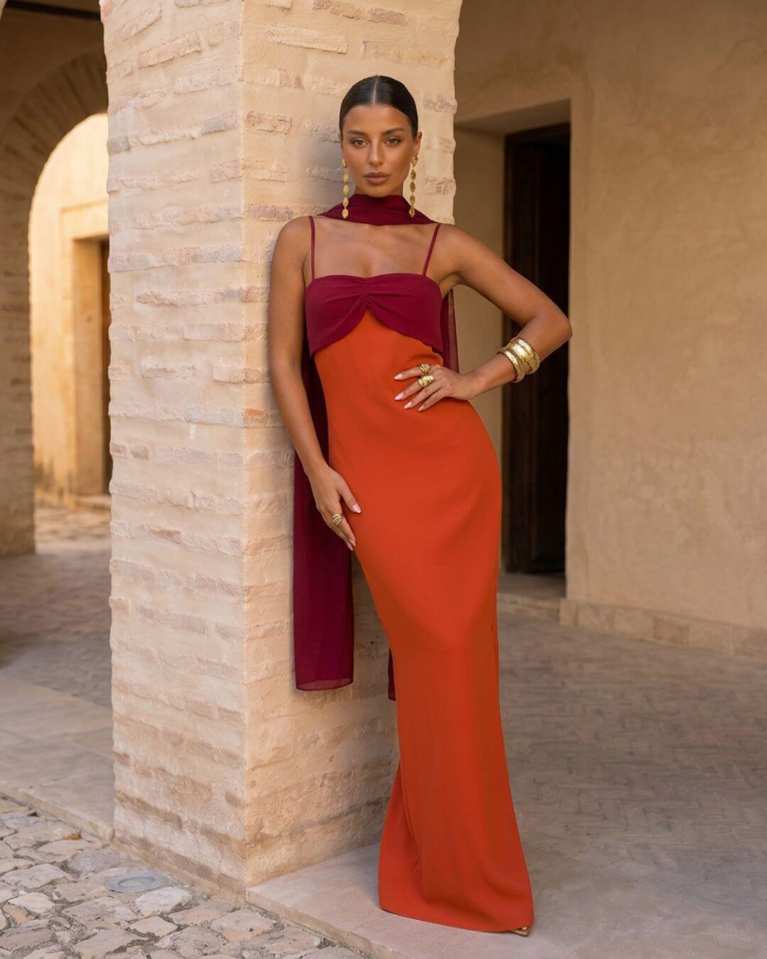 Carla | Vestido Maxi Largo con Fular - Isabel de Sevilla