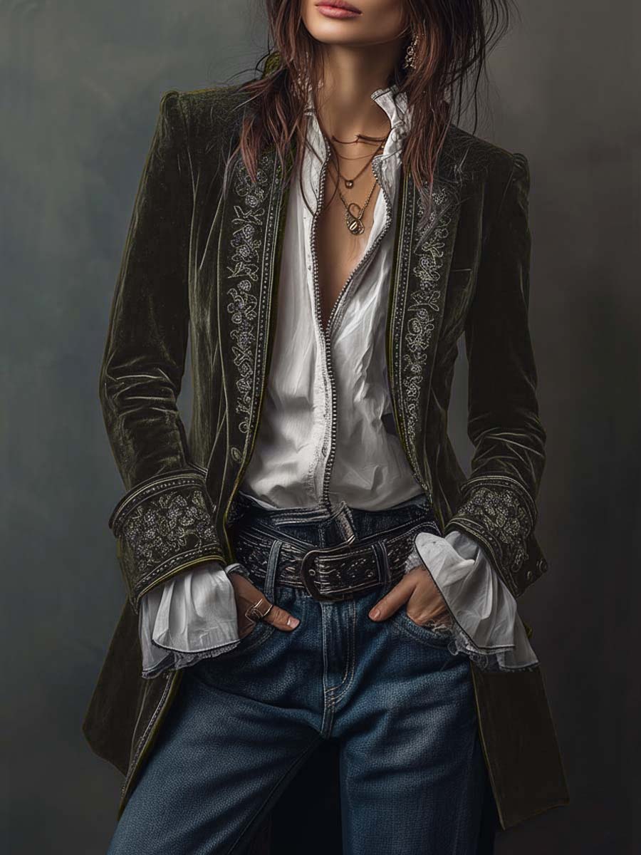 Gabrielle | Chaqueta Larga Bordada