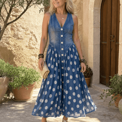 Consuelo | Vestido midi de gasa con estampado de lunares - Isabel de Sevilla