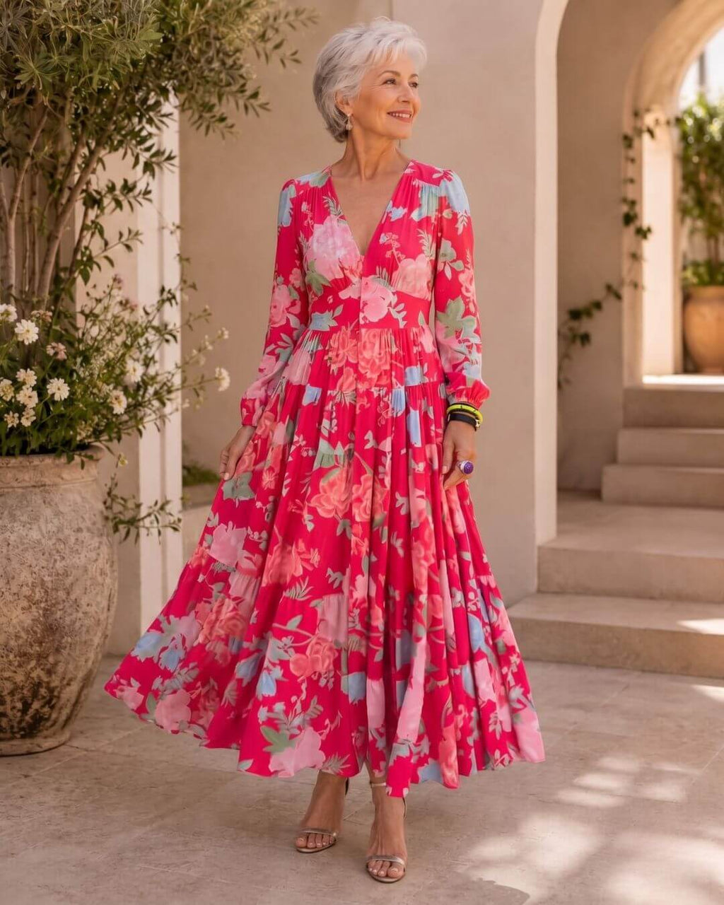 Manuela | Vestido Largo de Flores Favorecedor