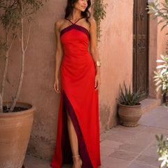 Sofía | Vestido Maxi Bicolor con Abertura - Isabel de Sevilla