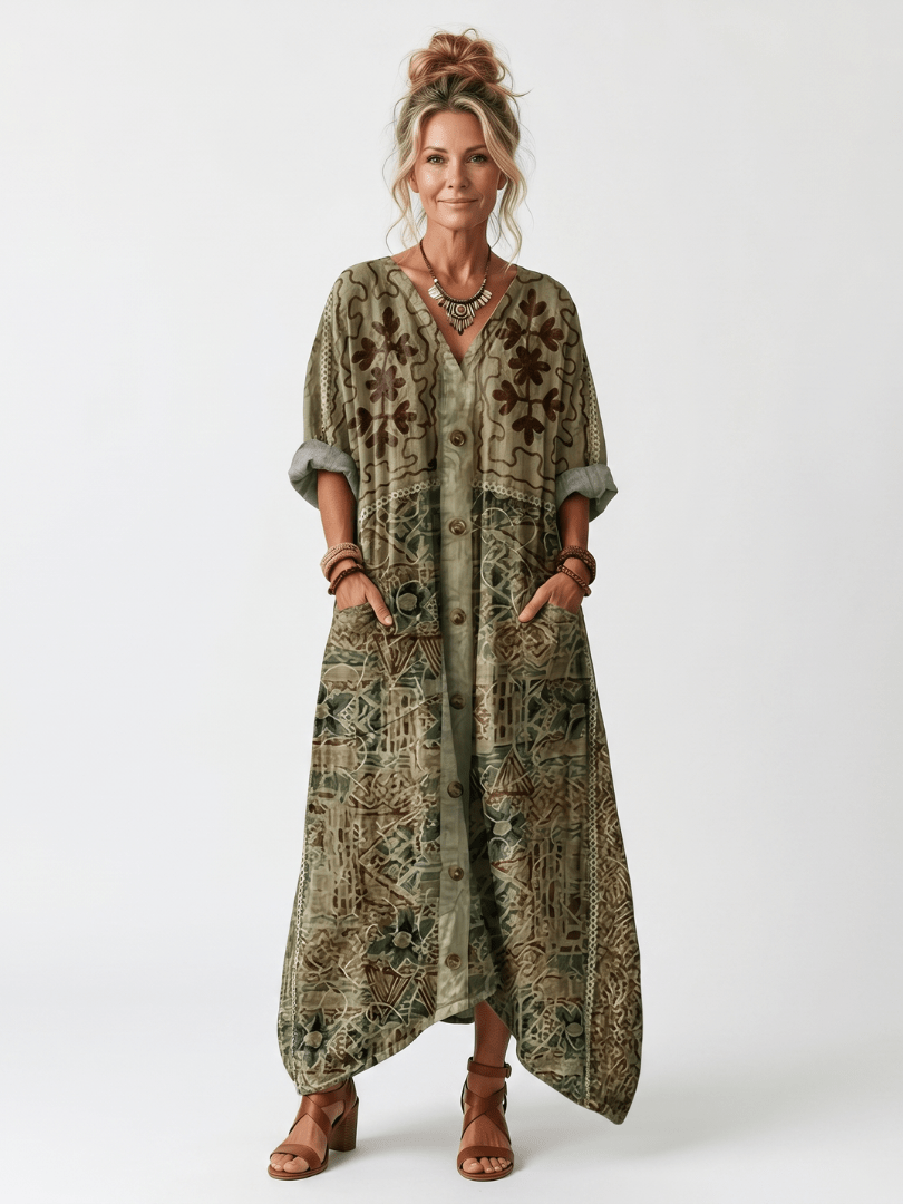 Nuria | Vestido Midi Oversize con Botones y Bolsillos - Isabel de Sevilla