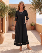 Cerelia | Vestido Midi con Detalles de Malla y Bolsillos