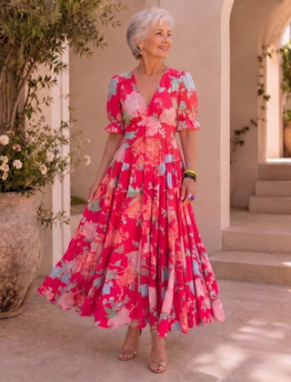 Manuela | Vestido Largo de Flores Favorecedor - Isabel de Sevilla
