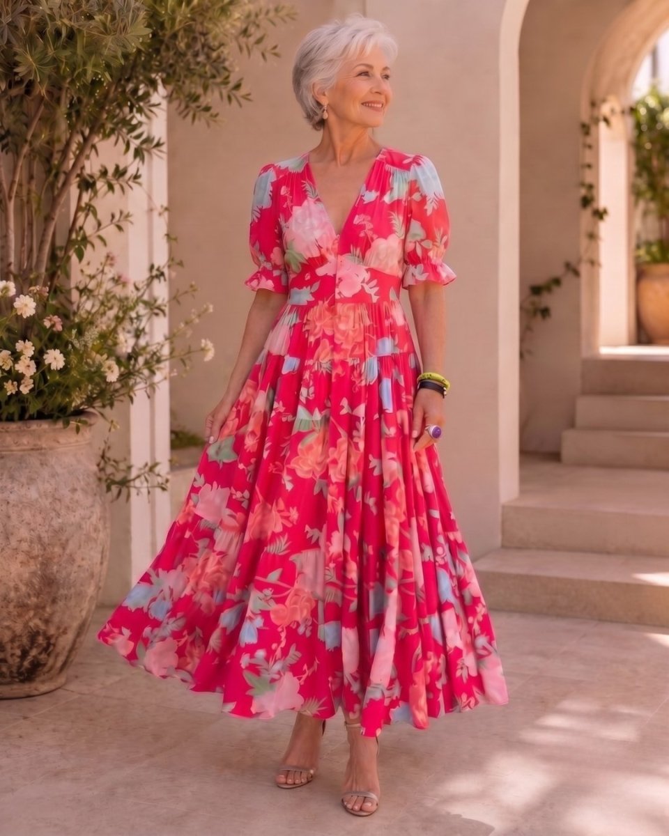 Manuela | Vestido Largo de Flores Favorecedor - Isabel de Sevilla