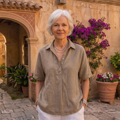 Gabriela | Blusa Lisa de Lino y Manga Corta - Isabel de Sevilla