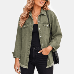 Marina | Chaqueta Vaquera Oversize con Bajo Deshilachado - Isabel de Sevilla