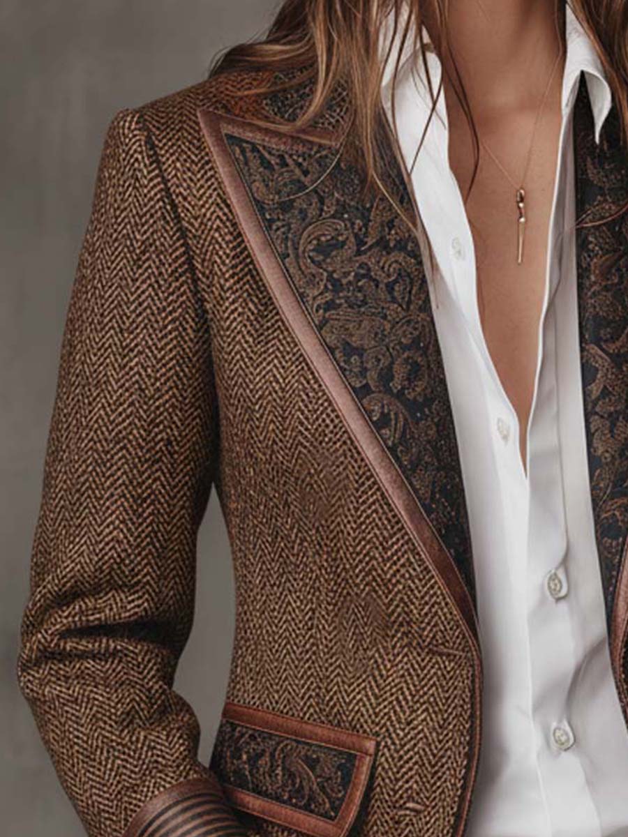 Hollis | Blazer de Espiga con Panel de Contraste
