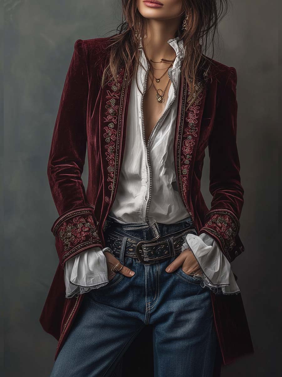 Gabrielle | Chaqueta Larga Bordada