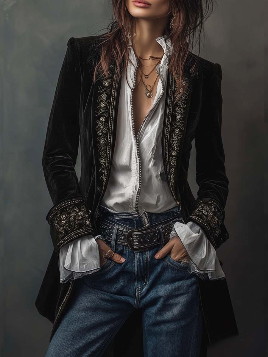 Gabrielle | Chaqueta Larga Bordada