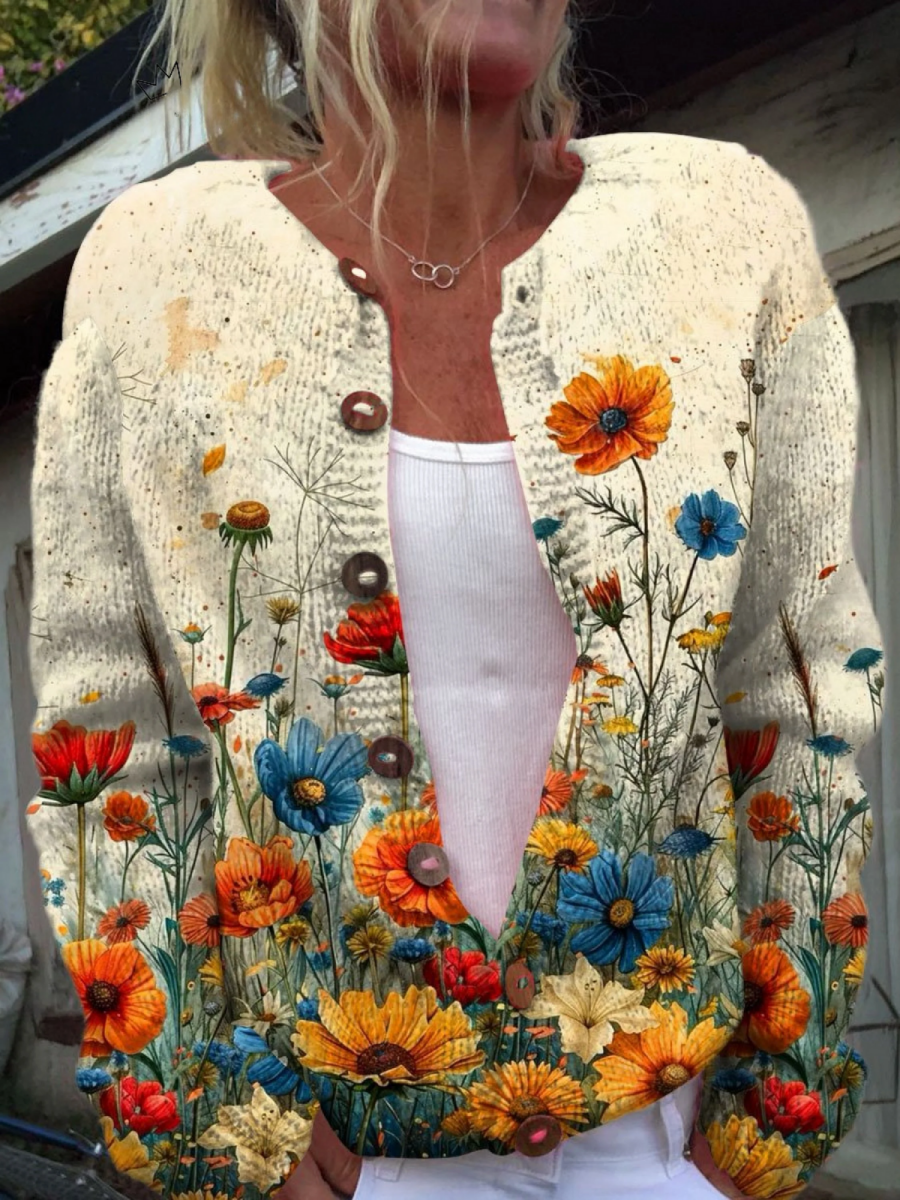 Teresa | Cárdigan Vintage con Estampado Floral - Isabel de Sevilla