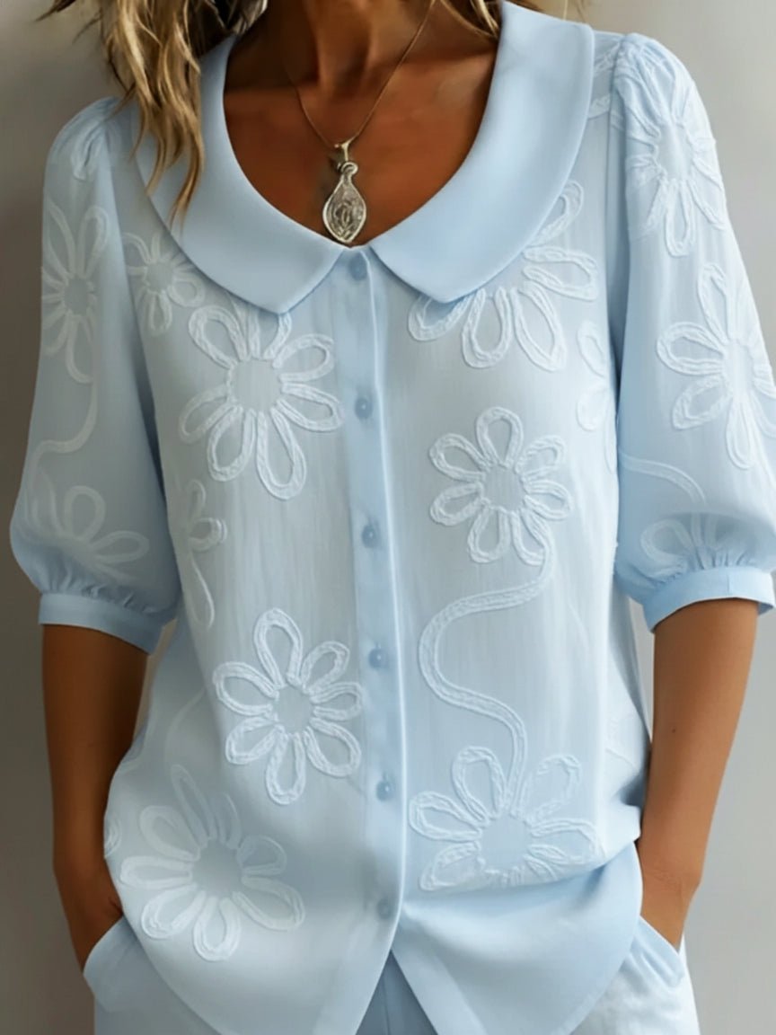 Celeste | Blusa ligera floral de elegancia natural - Isabel de Sevilla