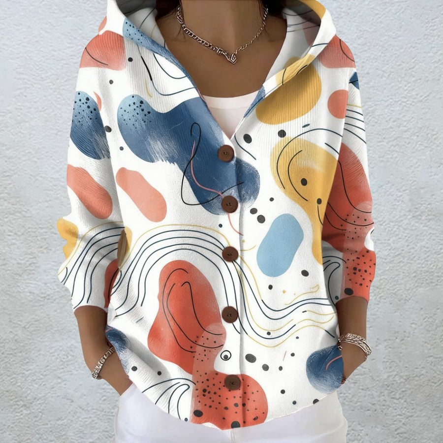 Reyes | Cárdigan con Capucha y Estampado Abstracto Artístico - Isabel de Sevilla