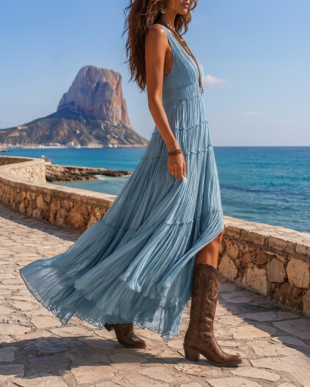 Sofía | Vestido maxi plisado