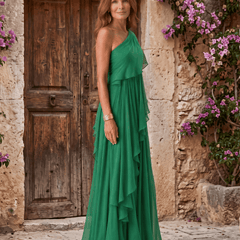 Lucía | Vestido Maxi de Gasa de Un Hombro - Isabel de Sevilla