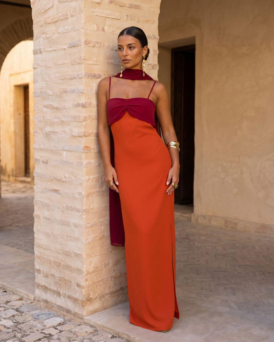 Carla | Vestido Maxi Largo con Fular - Isabel de Sevilla