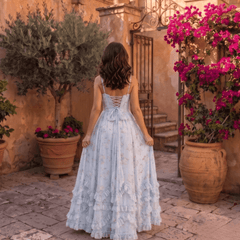 Valentina | Vestido Maxi de Gasa con Corsé Floral - Isabel de Sevilla