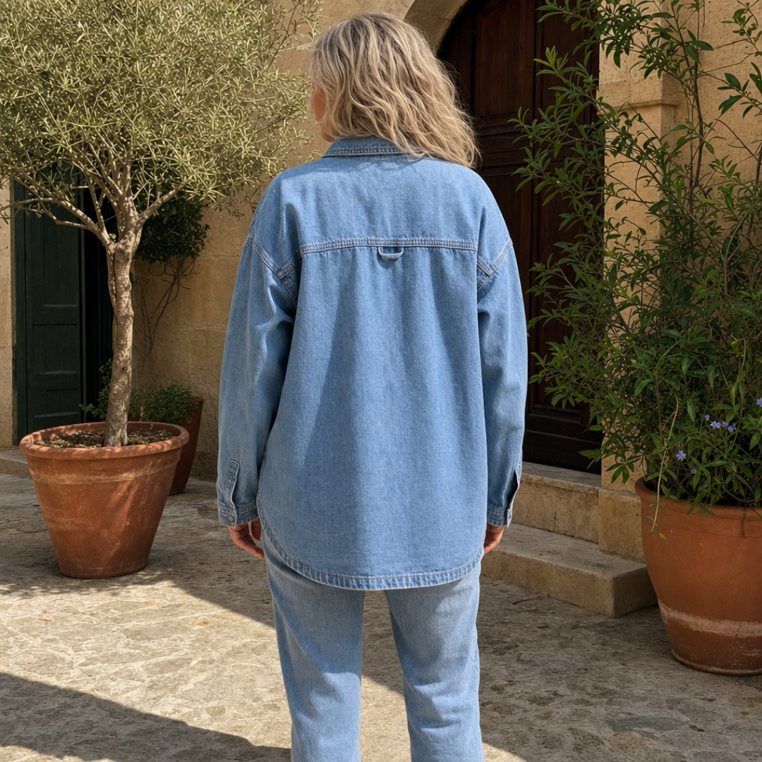 Celia | Chaqueta de mezclilla de gran tamaño con botones y mangas largas