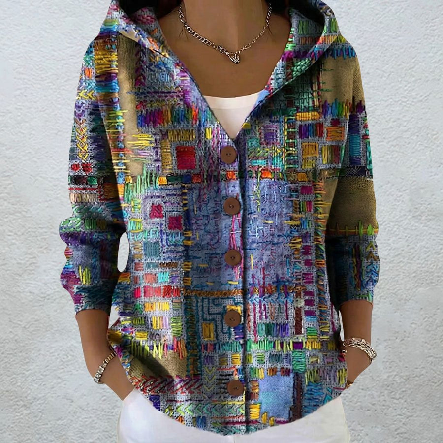 Julia | Cárdigan con Capucha y Estampado Patchwork Multicolor - Isabel de Sevilla