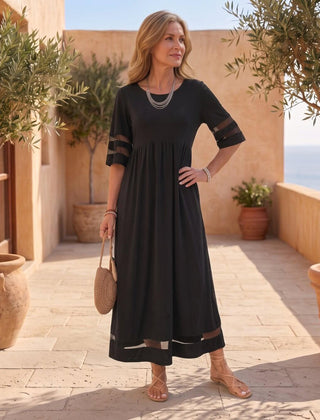 Cerelia | Vestido Midi con Detalles de Malla y Bolsillos - Isabel de Sevilla