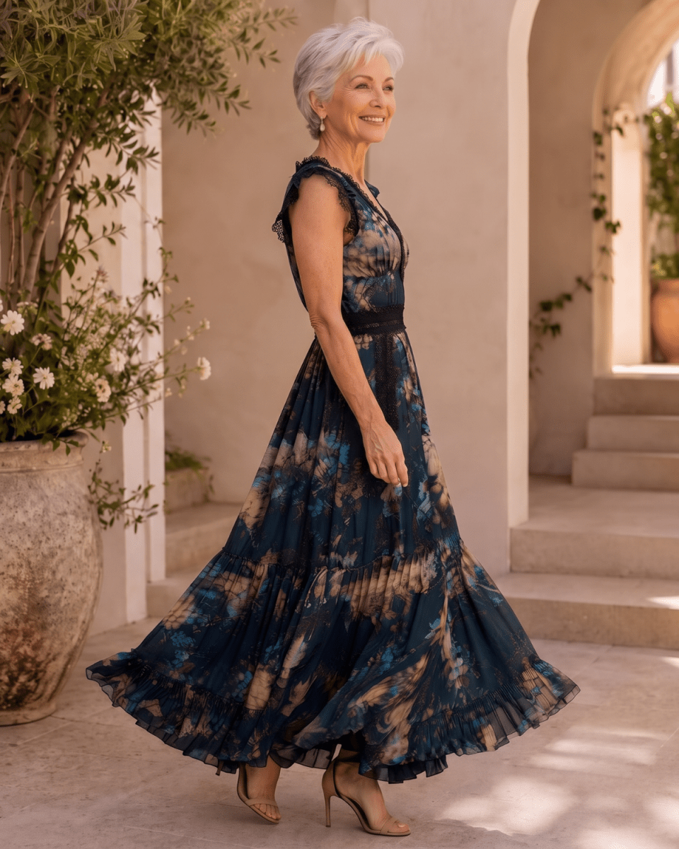 Andrea | Vestido Maxi Floral Bohemio con Escote en V y Encaje - Isabel de Sevilla