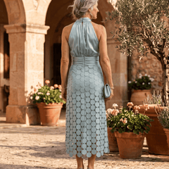 Renata | Vestido Halter de Encaje Calado - Isabel de Sevilla