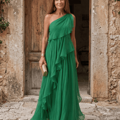 Lucía | Vestido Maxi de Gasa de Un Hombro - Isabel de Sevilla