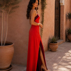 Sofía | Vestido Maxi Bicolor con Abertura - Isabel de Sevilla