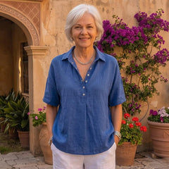 Gabriela | Blusa Lisa de Lino y Manga Corta - Isabel de Sevilla
